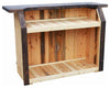 Rustic Bar Cabinet Unit, Natural Solid Wood With Stainless Steel Foot Rail DL Rustic