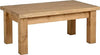 Rustic Coffee Table in Distressed Waxed Finish Solid Oak Wood Rectangular Design DL Rustic