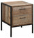 Rustic Drawer Bedside, Solid Wood and Steel Frame With 2-Drawer for Storage DL Rustic