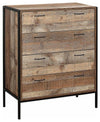 Rustic Drawer Chest, Solid Wood and Steel Frame With 4-Drawer for Storage DL Rustic