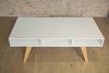 Scandinavian Coffee Table in White MDF with Wooden Legs, Drawer and Open Shelves DL Scandinavian