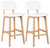 Set of 2 Bar Stool Upholstered, Faux Leather With Backrest and Footrest, White DL Modern