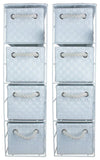 Set of 2 Drawer Storage Cabinet Units, Metal Frame With 4 Wicker Drawers, White DL Modern