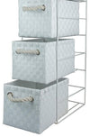 Set of 2 Drawer Storage Cabinet Units, Metal Frame With 4 Wicker Drawers, White DL Modern