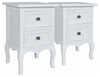 Set of 2 Nightstands, White Finished MDF With Curved Legs and 2-Storage Drawers DL Traditional