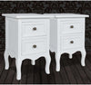 Set of 2 Nightstands, White Finished MDF With Curved Legs and 2-Storage Drawers DL Traditional