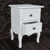 Set of 2 Nightstands, White Finished MDF With Curved Legs and 2-Storage Drawers DL Traditional