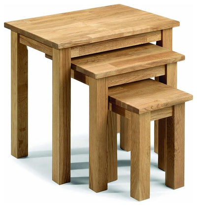 Set of 3 Nest of Tables in Natural Finished Solid Wood, Simple Traditional Style DL Traditional