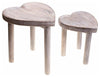 Set of Two Contemporary Stools in Solid Mango Wooden Frame, Heart Design DL Contemporary