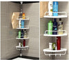 Shower Corner Shelf, Steel and PP Plastic With White Finish, 4 Open Shelves DL Modern