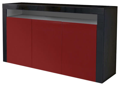 Sideboard in Black Matte with 3 Door and 1 Open Case, Modern Design DL Modern