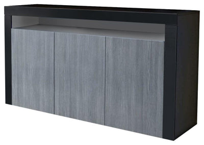 Sideboard in Black Matte with 3 Door and 1 Open Case, Modern Design DL Modern