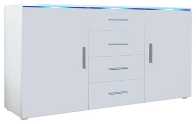 Sideboard, MDF With 2-Door, 4-Drawer and 2 Flexible Shelves, Modern Design