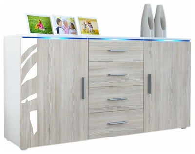 Sideboard, MDF With 2-Door, 4-Drawer and 2 Flexible Shelves, Modern Design DL Modern