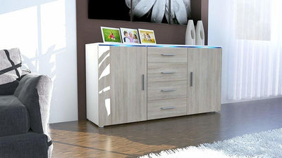 Sideboard, MDF With 2-Door, 4-Drawer and 2 Flexible Shelves, Modern Design DL Modern