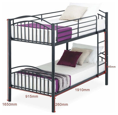 Single Bunk Beds, Metal With Side Ladder DL Modern