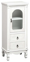 Single Door Display Cabinet, Natural White Wood With 2-Drawer and Shelves DL Modern