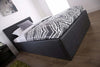 Single Lift Up Bed, Black Faux Leather With Headboard and Plenty Storage Space DL Modern