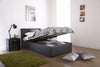 Single Lift Up Bed, Black Faux Leather With Plenty Storage Space, Modern Style
