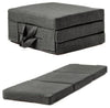 Single Portable Foam Folding Mattress With Carry Handles, Slate Grey Linen DL Modern