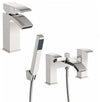 Square Bath Filler Tap with Shower Head and Basin Mixer Tap, Chrome Solid Brass DL Modern