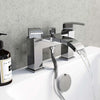 Square Bath Filler Tap with Shower Head and Basin Mixer Tap, Chrome Solid Brass DL Modern