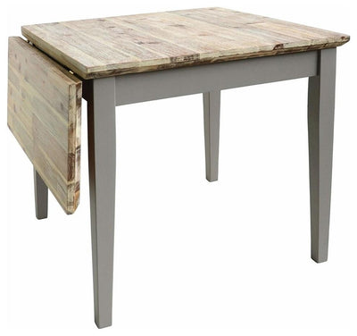 Square Extended Table, Hardwood With Oak Finished Top, Contemporary Style, Grey DL Contemporary