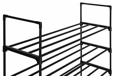 Stackable Shoe Rack, Metal Frame and 4-Open Shelf, Simple Modern Design, Black DL Modern