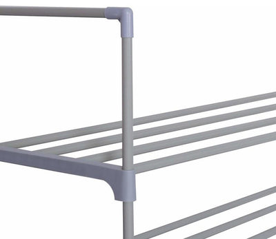 Stackable Shoe Rack, Metal Frame and 4-Open Shelf, Simple Modern Design, Grey DL Modern