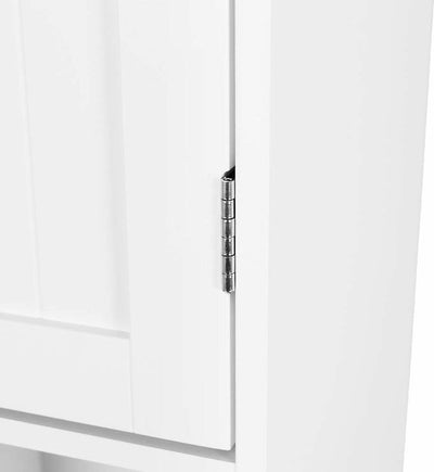 Standing Storage Cabinet Unit in MDF With 2 Doors and 1 Open Shelf, White Finish DL Traditional