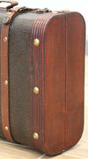 Storage Box in Antique Cherry Finished Wood and Leather, Traditional Design DL Traditional