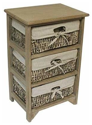 Storage Cabinet in Solid Wood with 3 Wicker Drawers, Simple Traditional Design DL Traditional