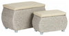 Storage Trunks, Wicker With Wooden Legs and Faux Leather Cushions, 2-Piece Set DL Modern