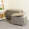 Storage Trunks, Wicker With Wooden Legs and Faux Leather Cushions, 2-Piece Set