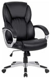 Swivel Chair, Black Faux Leather With Padded Armrest and Seat, Modern Design DL Modern