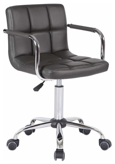Swivel Chair Upholstered, PU Leather, Chrome Plated Base, Modern Design, Grey DL Modern