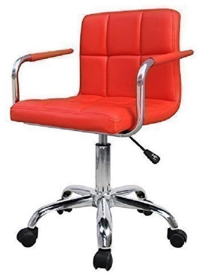 Swivel Chair Upholstered, PU Leather, Chrome Plated Base, Modern Design, Red DL Modern