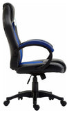 Swivel Chair Upholstered, PU Leather, Tall Backrest and 2-Air Vent, Black/Blue DL Modern
