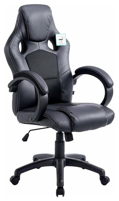 Swivel Chair Upholstered, PU Leather, Tall Backrest and 2-Air Vent, Black DL Modern
