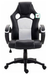 Swivel Chair Upholstered, PU Leather, Tall Backrest and 2-Air Vent, Black/White DL Modern