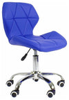 Swivel Chair Upholstered, PU Leather With Chrome Legs and 5-Castor Wheel, Blue DL Modern