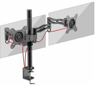 Swivel Double Monitor Mount Arms in Strong Aluminium, Rotating Modern Design DL Modern