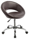 Swivel Stool Upholstered, Faux Leather, Casters Wheels, Adjustable Height, Brown DL Modern