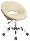 Swivel Stool Upholstered, Faux Leather, Casters Wheels, Adjustable Height, Cream DL Modern