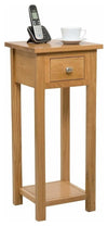 Tall Slim Bedside Table, Natural Solid Wood With 1-Drawer and Open Shelf DL Traditional