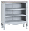 Traditional 3-Compartment Bookcase, Grey Finish Solid Wood With Oak Top DL Traditional