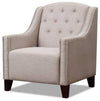 Traditional Armchair, Linen Effect Fabric Upholstery and Tufted Cushions DL Traditional
