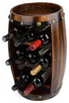 Traditional Barrel Wine Rack, Brown Finished Solid Wood, 14-Bottle Capacity DL Traditional