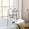 Traditional Bath Filler Mixer Tap with Hand Held Shower Head, Chrome Solid Brass DL Traditional