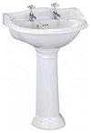 Traditional Bathroom White Ceramic Toilet and Basin Sink with Two Tap Hole DL Traditional